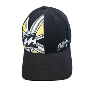 Billabong Y2K Fitted Hat Cap Black Yellow Size Small/Med Streetwear Skater Retro